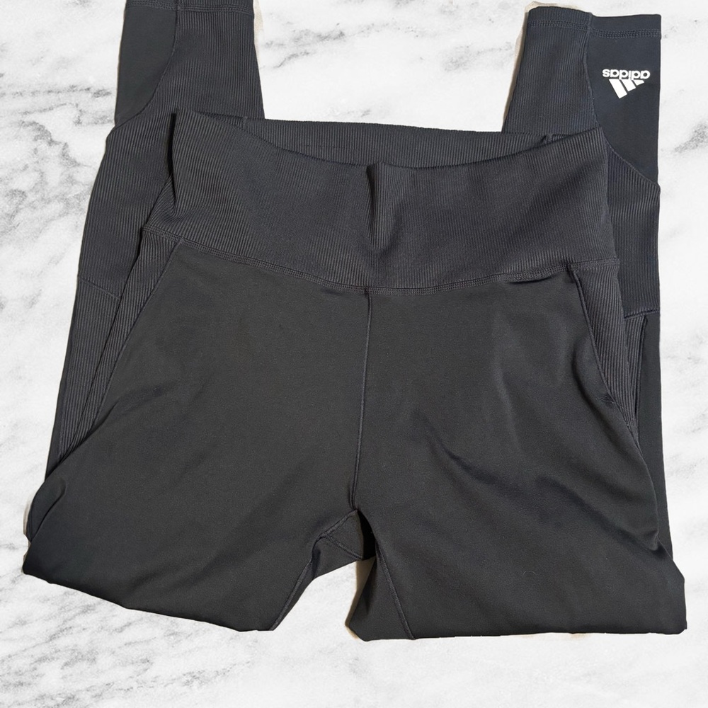 adidas Girls Black High-Waist Performance Leggings